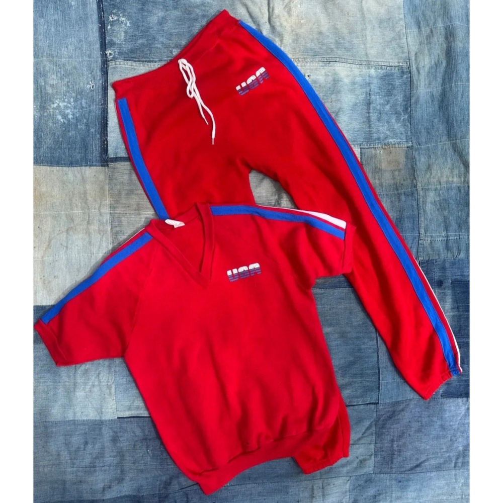 Vintage 60s 70s Tultex Company Dacron Cotton Blend Track Set USA Sweatshirt ...